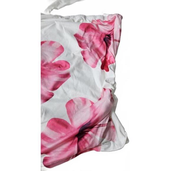 Shein Women's White and Pink Floral Print Ruched Tank Top NWOT Size Medium - Picture 2 of 6